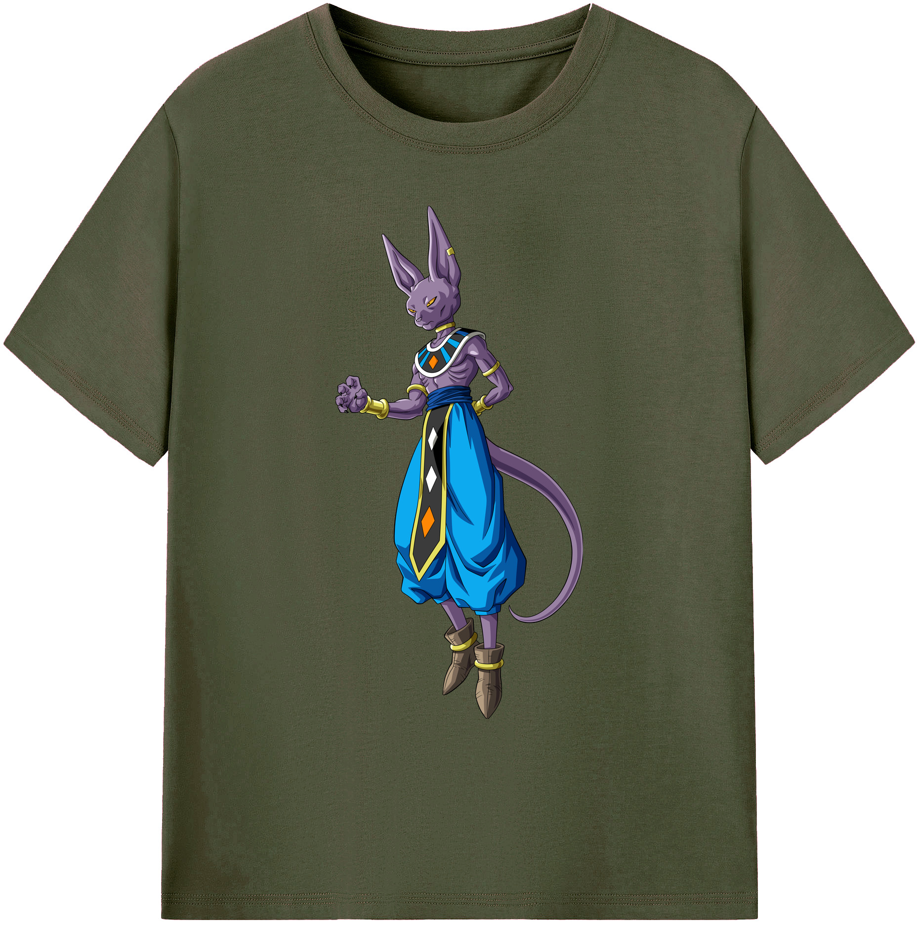 （画像用） ドラゴンボール ビルス 破壊神ビルス DRAGON BALL Beerus Birusu 綿100％ メンズ半袖Tシャツ｜肌触りやわらか＆通気性